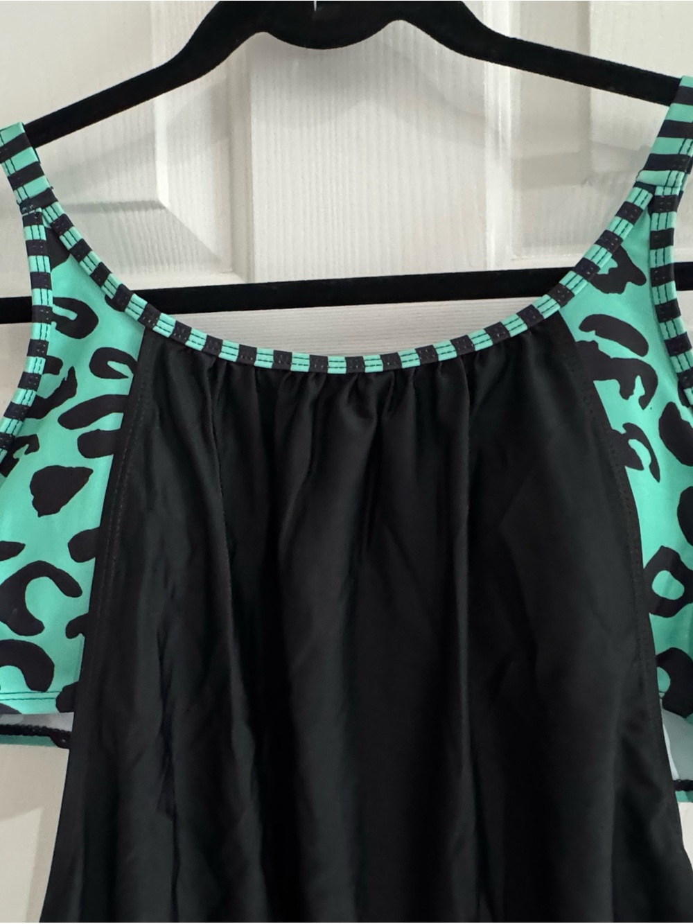 Women’s Black & Teal Leopard Tankini Swim Set - Picture 8 of 16